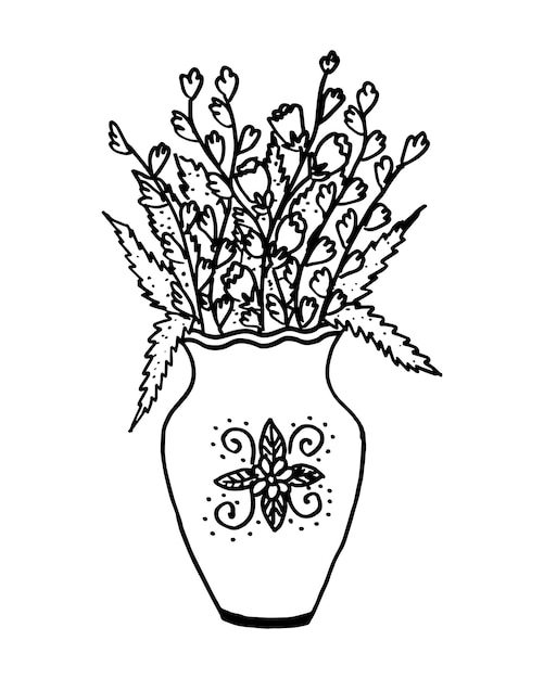 Hand Drawn Flower line art Flower Doodle coloring page Colorless flower design Hand Drawn Flower