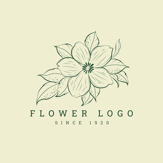 Modello di logo a fiori disegnato a mano