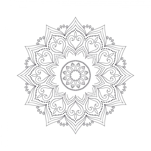 Hand drawn flower mandala for coloring book.