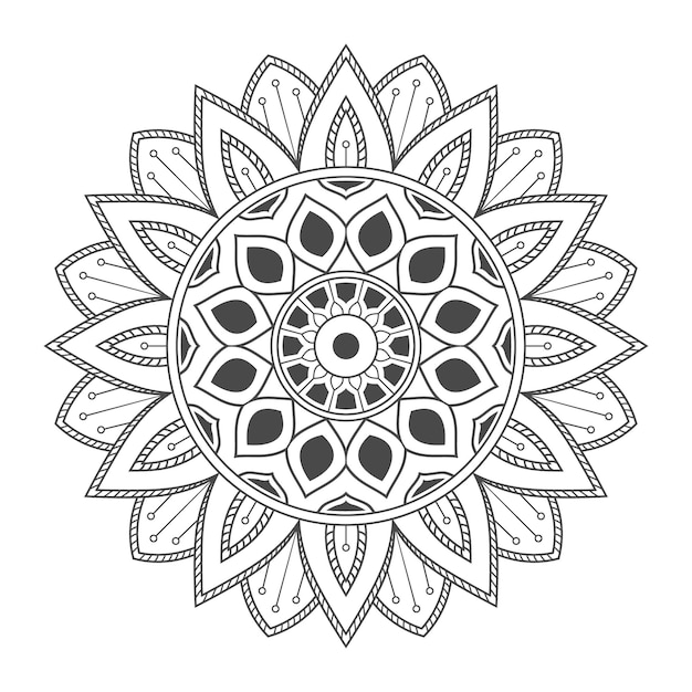 Hand drawn flower mandala for coloring page