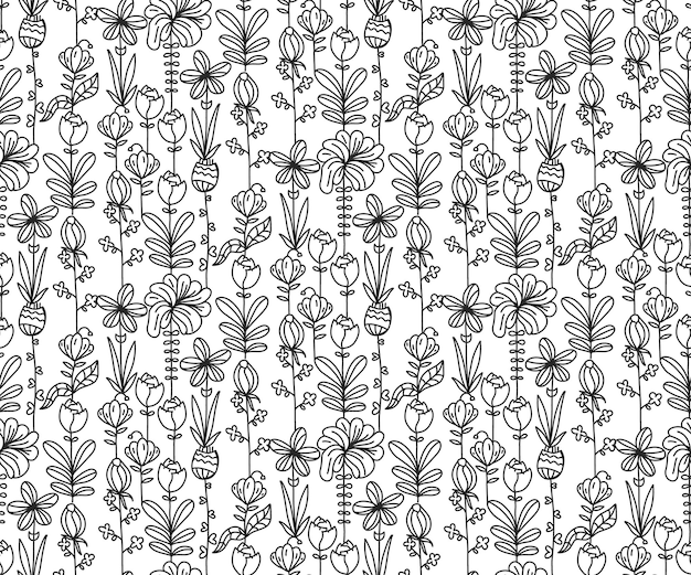 Hand drawn flower seamless pattern background