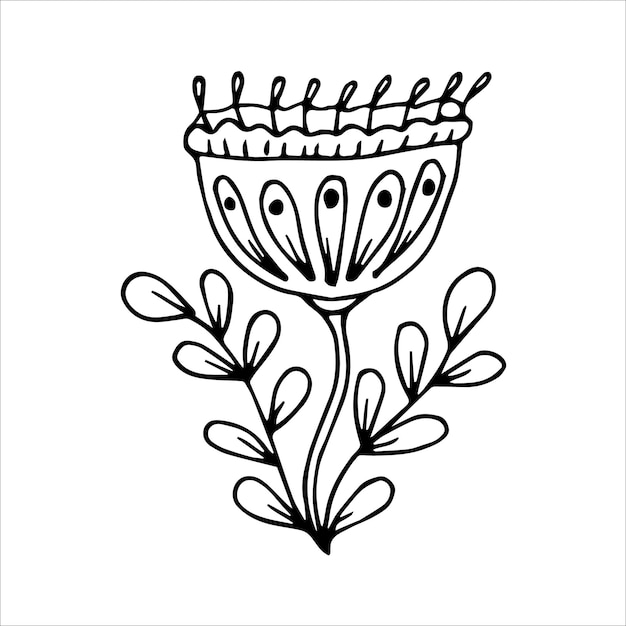 Hand drawn flower single doodle element