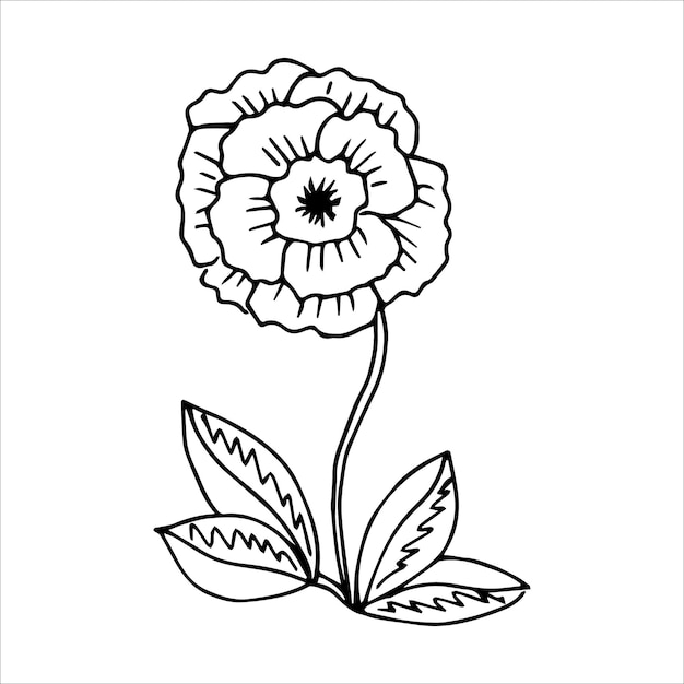 手描きの花の単一の落書き要素