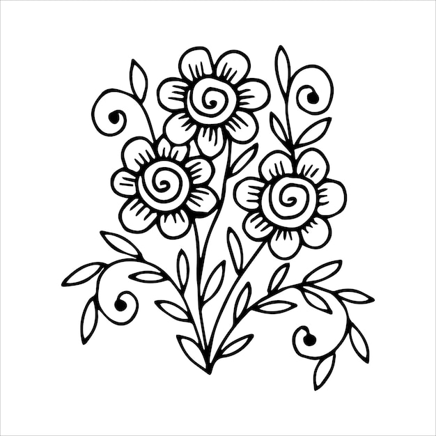 手描きの花の単一の落書き要素