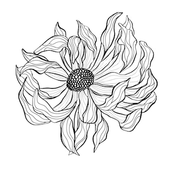 Illustrazione vettoriale del tatuaggio del fiore disegnato a mano