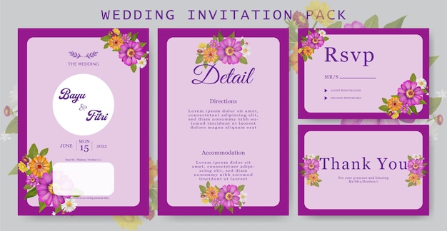 手描きの花の結婚式の招待状