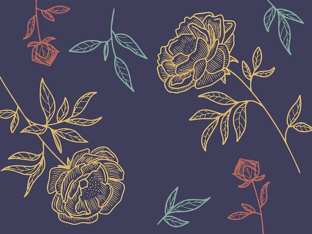 Vector hand drawn flowers colorful pattern free vector