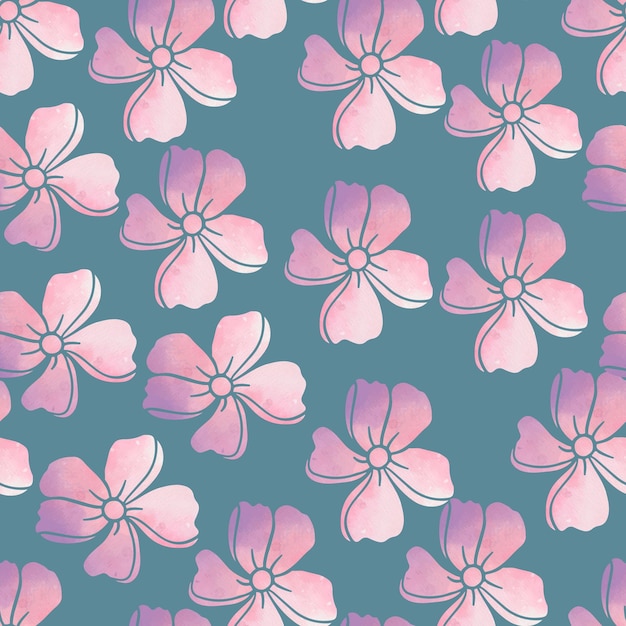 Hand drawn flowers seamless pattern