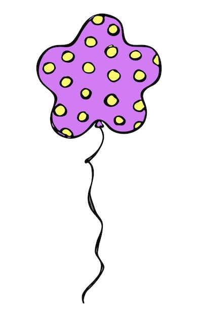 Hand drawn flying balloon illustration Birthday party doodle Holiday clipart