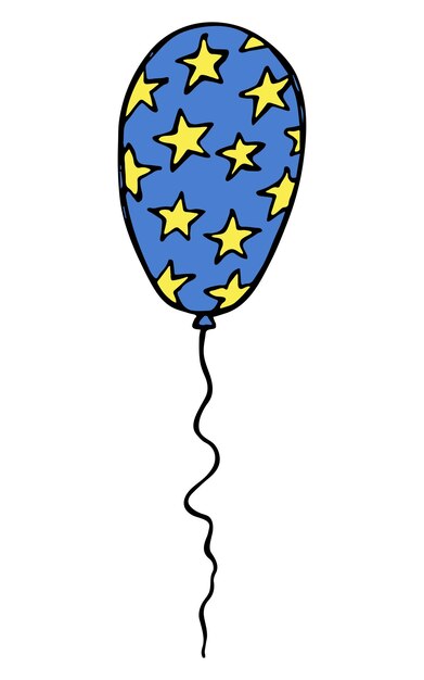 Hand drawn flying balloon illustration Birthday party doodle Holiday clipart