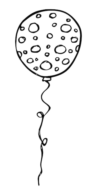 Hand drawn flying balloon illustration Birthday party doodle Holiday clipart