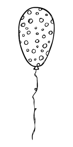 Hand drawn flying balloon illustration Birthday party doodle Holiday clipart