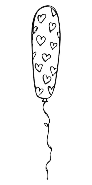 Нарисованная рукой иллюстрация летающего шара День рождения каракули Праздничный клипарт
