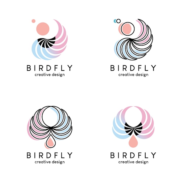 手描き飛んでいる鳥のアイコン ベクトル イラスト ロゴ デザイン