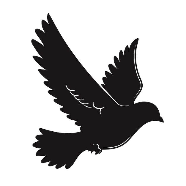 Vector hand drawn flying dove silhouette