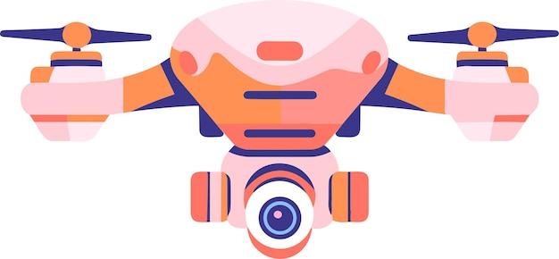 Hand Drawn flying drone in flat style isolated on background