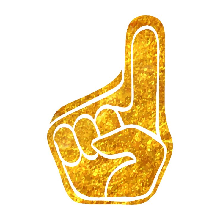 Vector hand drawn foam glove icon in gold foil texture vector illustration