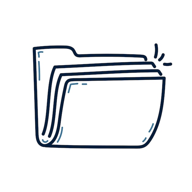 Illustrazione di linea di doodle di cartella disegnata a mano vettore di icona di doodle della cartella