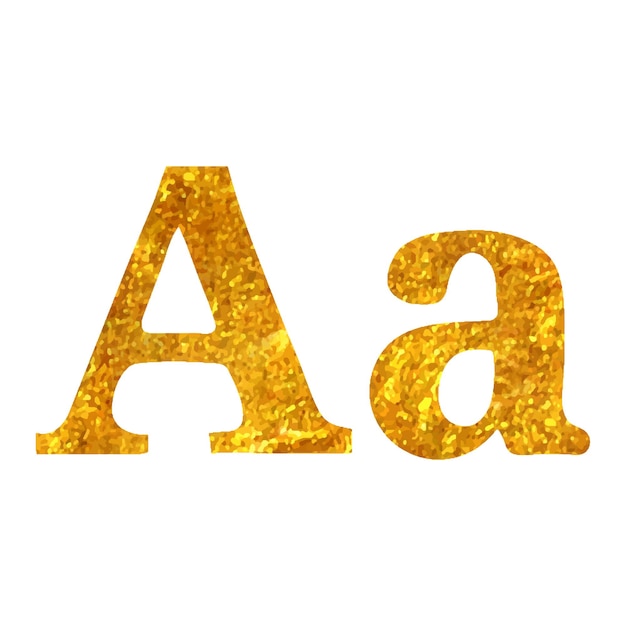 Вектор Нарисованная вручную иконка шрифта на векторной иллюстрации текстуры золотой фольги