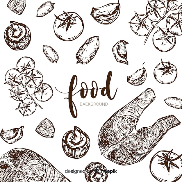 Vector hand drawn food background