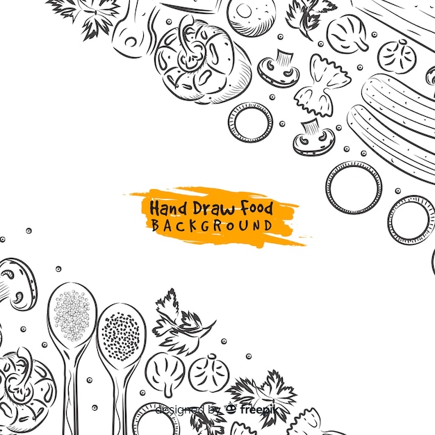 Vector hand drawn food background