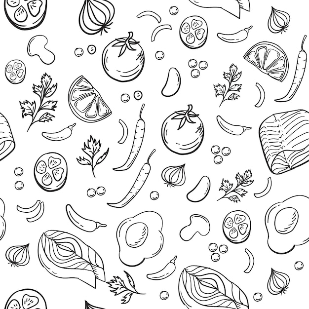 Vector hand drawn food background