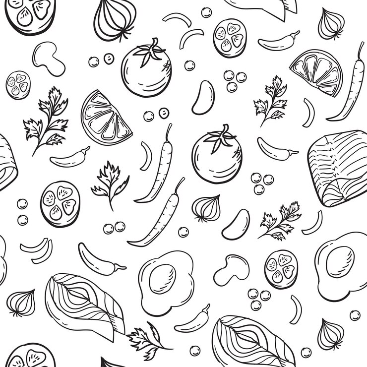 Vector hand drawn food background