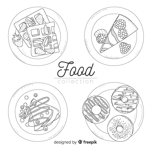 Hand drawn food dish collection