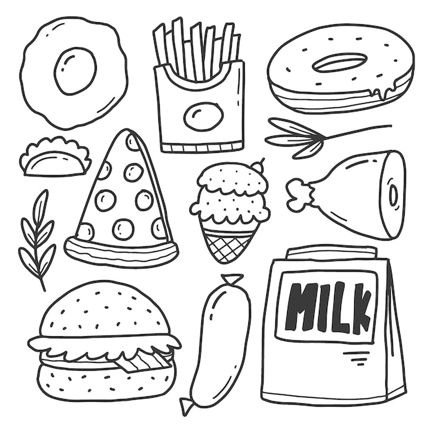 Hand drawn food doodle cartoon design