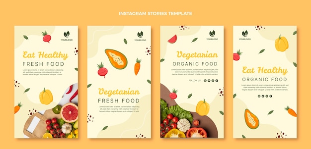 Vector hand drawn food instagram stories