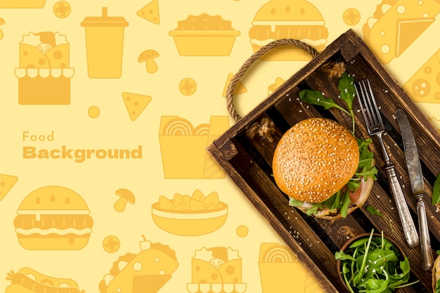 Vector hand drawn food pattern background