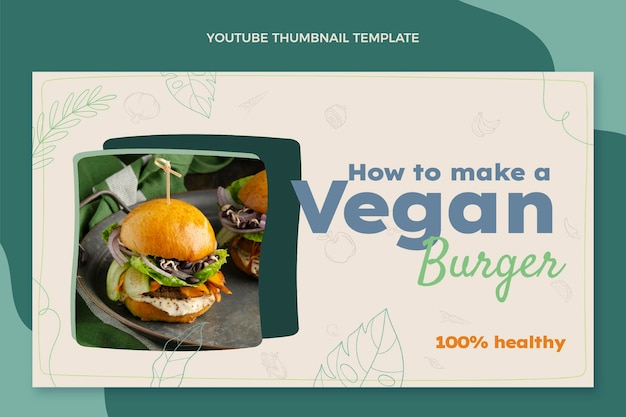 Vector hand drawn food youtube thumbnail template