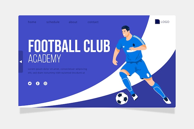 Hand drawn football sport landing page template