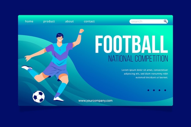Modello di pagina di destinazione di sport di calcio disegnato a mano