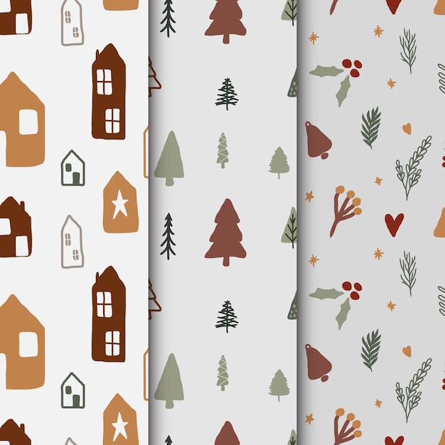 Hand drawn forest winter seamless pattern vector design