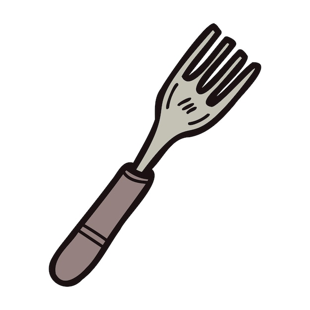 Hand drawn fork in doodle style