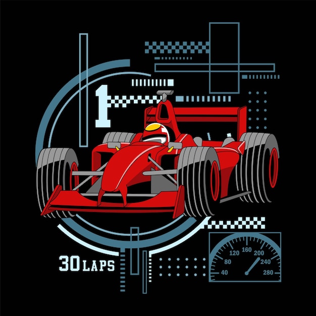 Hand drawn formula 1 racing car