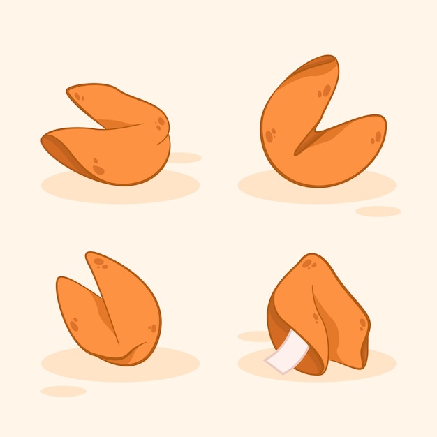 Vector hand drawn fortune cookie collection