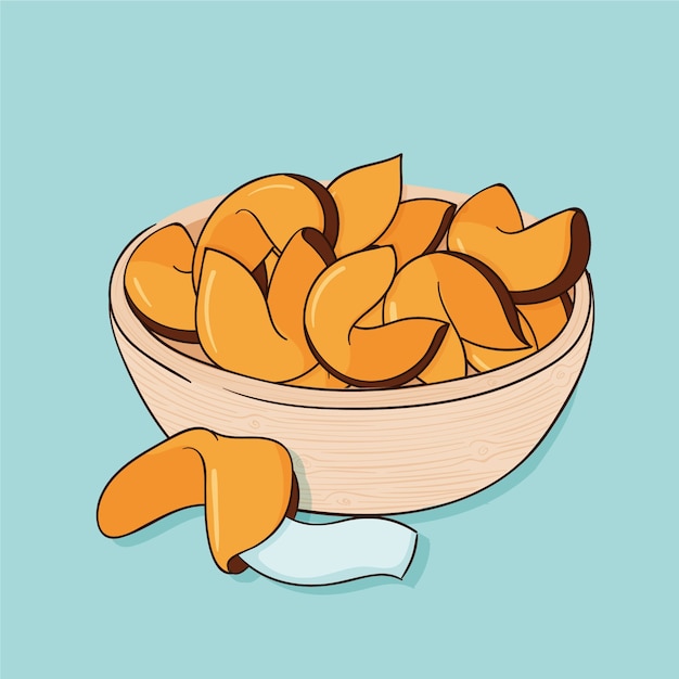 Hand drawn fortune cookie illustration