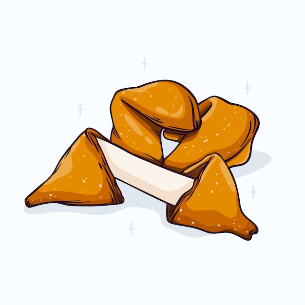 Vector hand drawn fortune cookie illustration