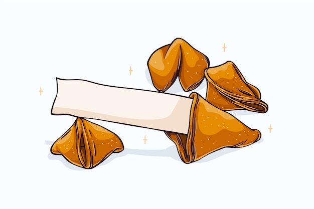 Vector hand drawn fortune cookie illustration