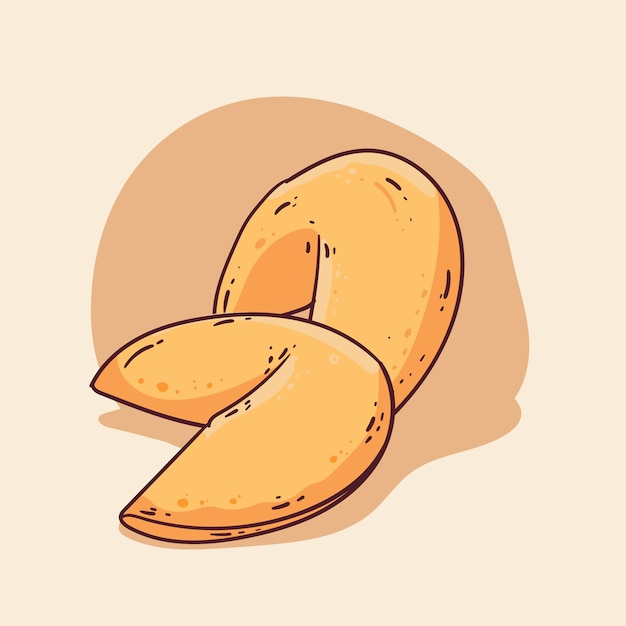 Vector hand drawn fortune cookie illustration