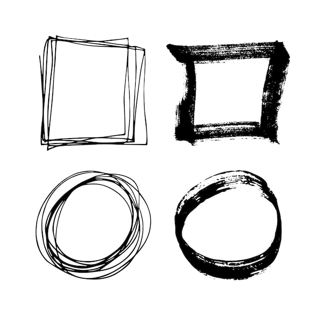 Vector hand drawn frame clipart ink scribble set elements for design