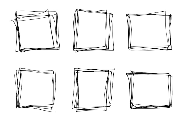 Hand drawn frame clipart Ink scribble set Elements for design