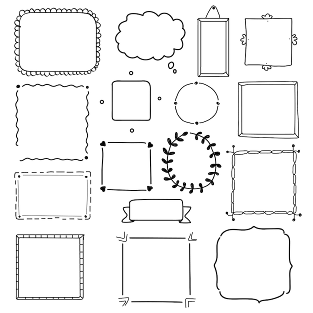 Hand drawn frame vector set