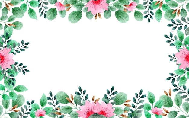Vector hand drawn frame with pink floral background