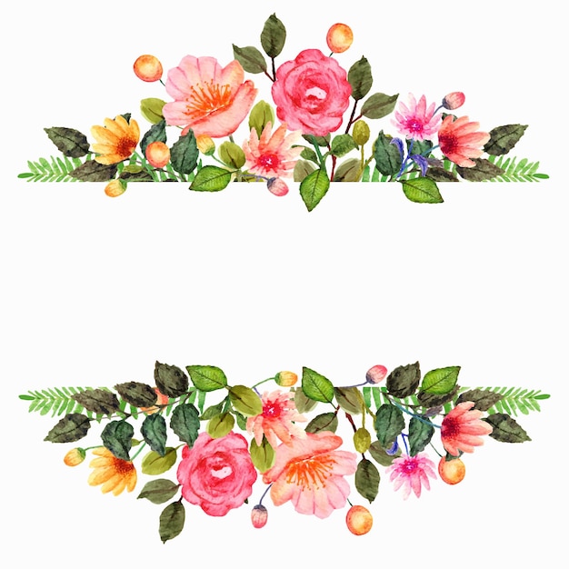 Vector hand drawn frame with summer floral arrangement