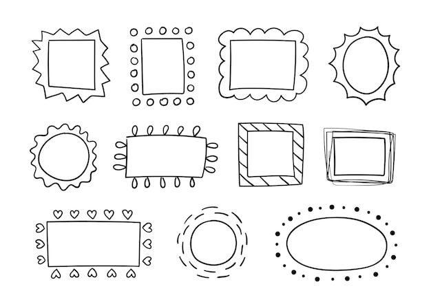 Vector hand drawn frames set. doodle sketch. vector.