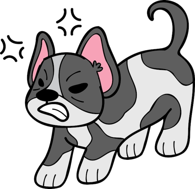 Illustrazione del bulldog francese disegnata a mano in stile doodle