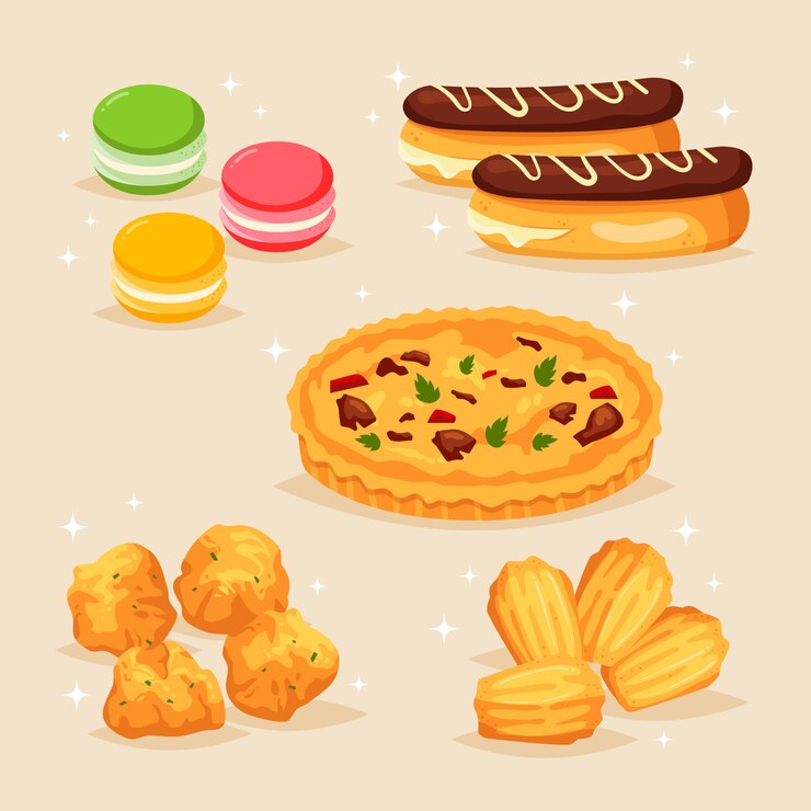 Vector hand drawn french cuisine collection